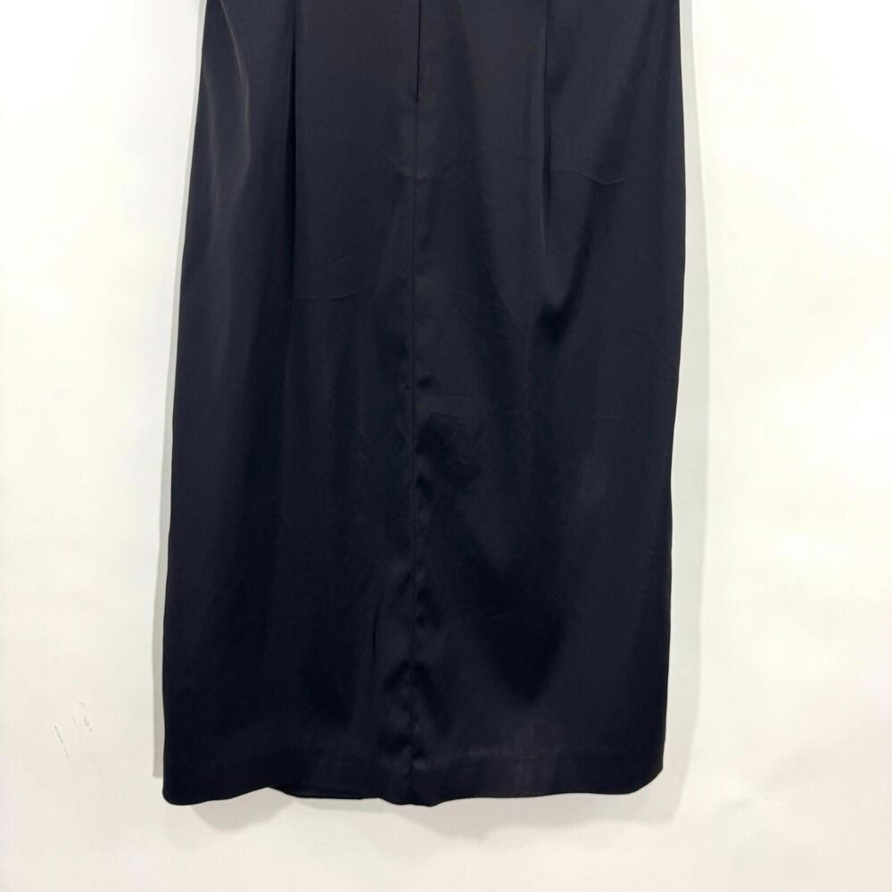 Donna Ricco New York Women’s Size 8 Black Satin V Neck Ruched Front Sheath Dress - Picture 9 of 10